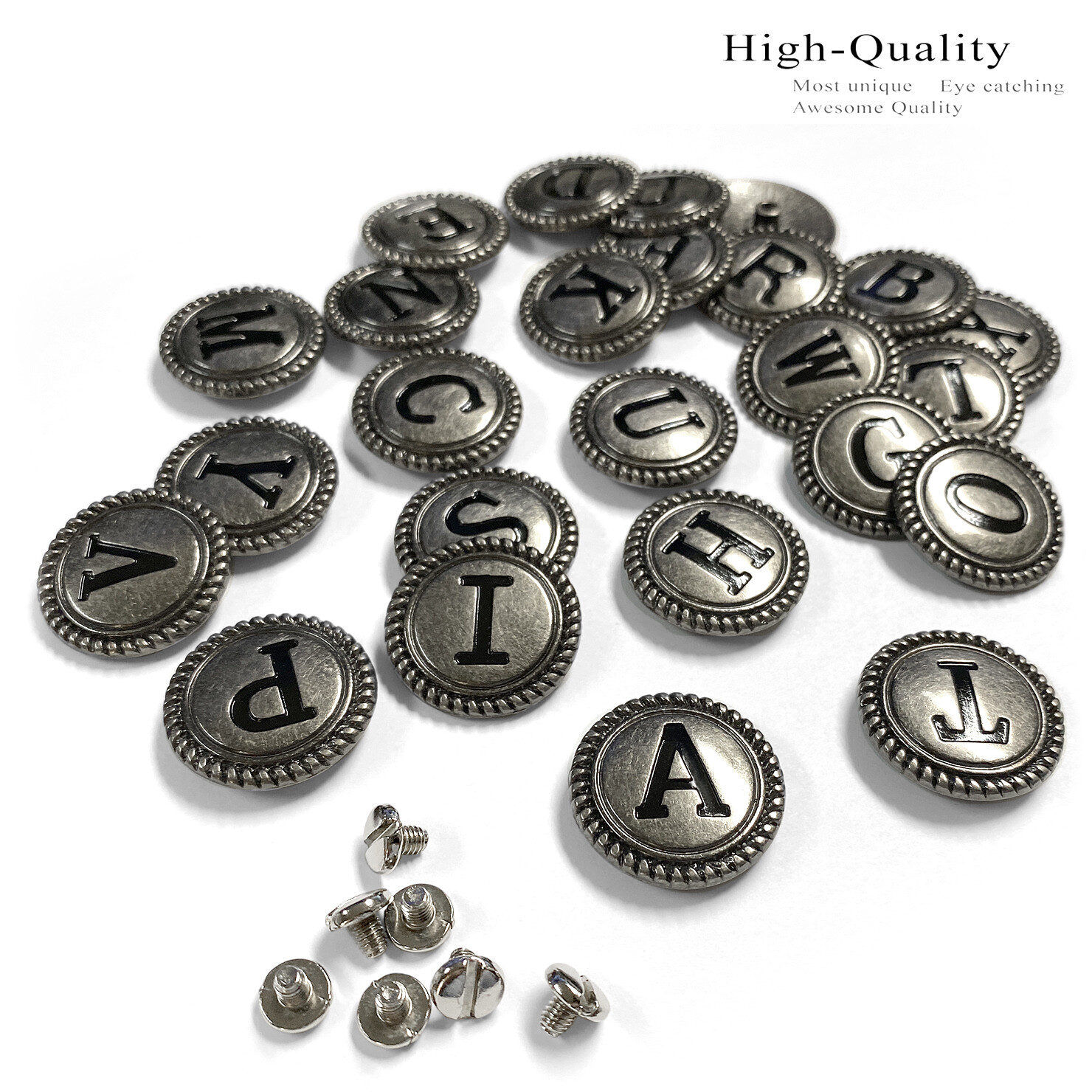 1-1/8″ Antique Silver Letter Initial Alphabet Conchos Tack Screw Back Concho