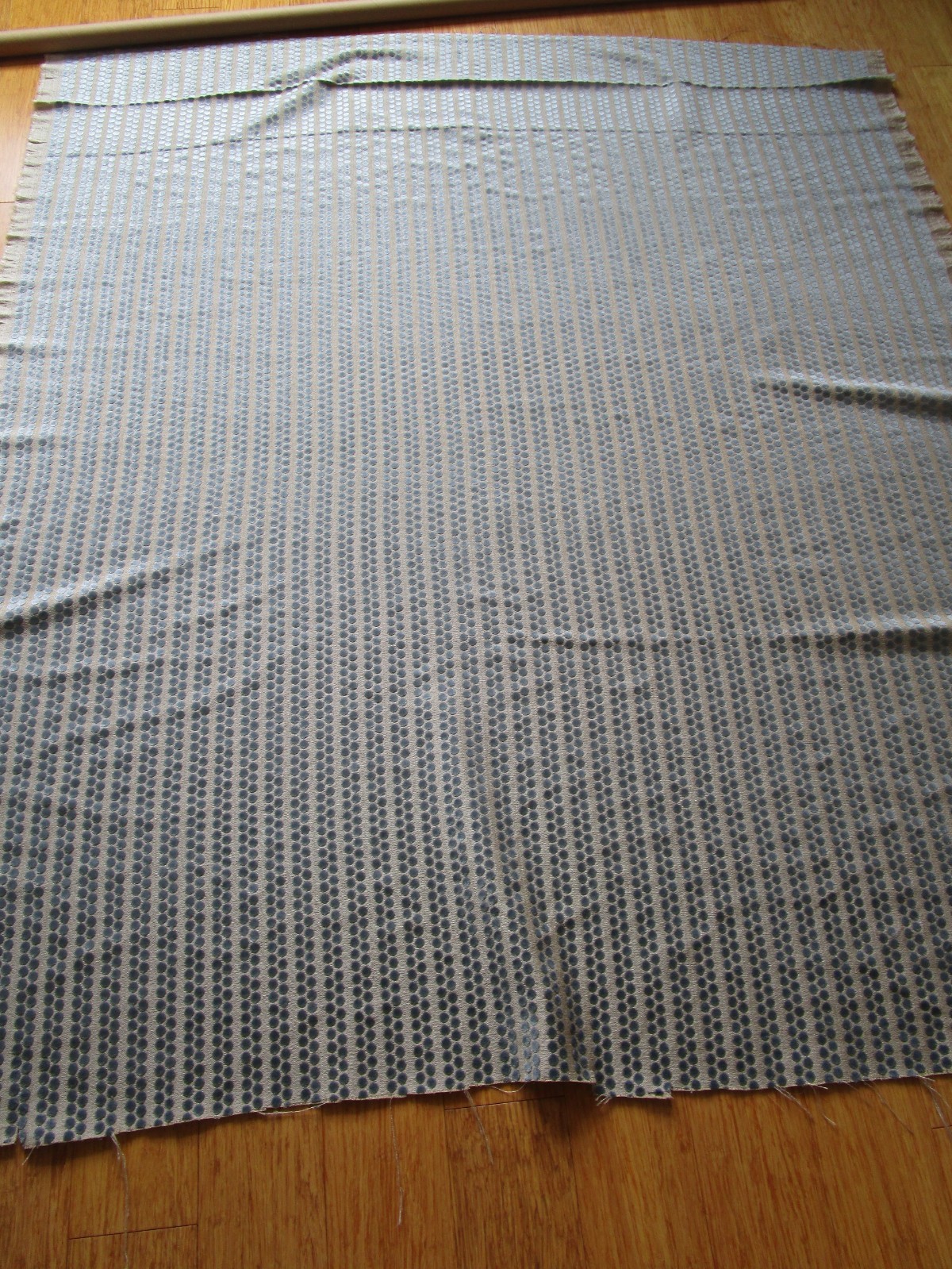 Blue Velvet Dot Stripe Beige Decorator Fabric 58″L. to Fold x 54.50″W 64″Total L
