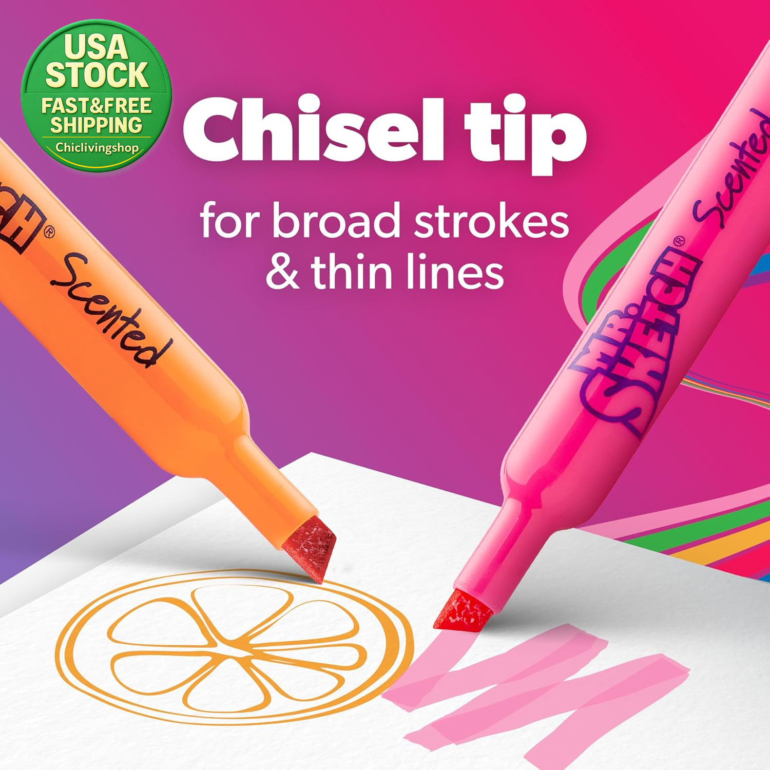 Mr Sketch Scented Markers Chisel Tip Assorted Colors 22 Count Kids Art Set