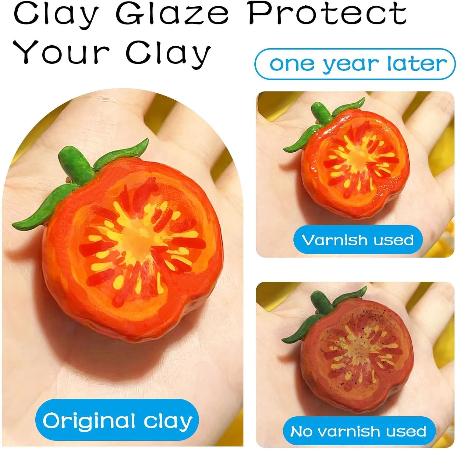 Air Dry Clay Glaze, Gloss&Matte Finish, Prevents Cracking, Scratches, Watertig..