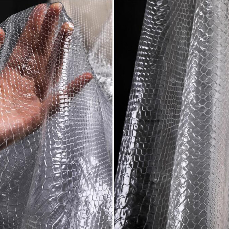 Transparent TPU Fabric Snake Skin Pattern Matte Waterproof Film for Sewing DIY
