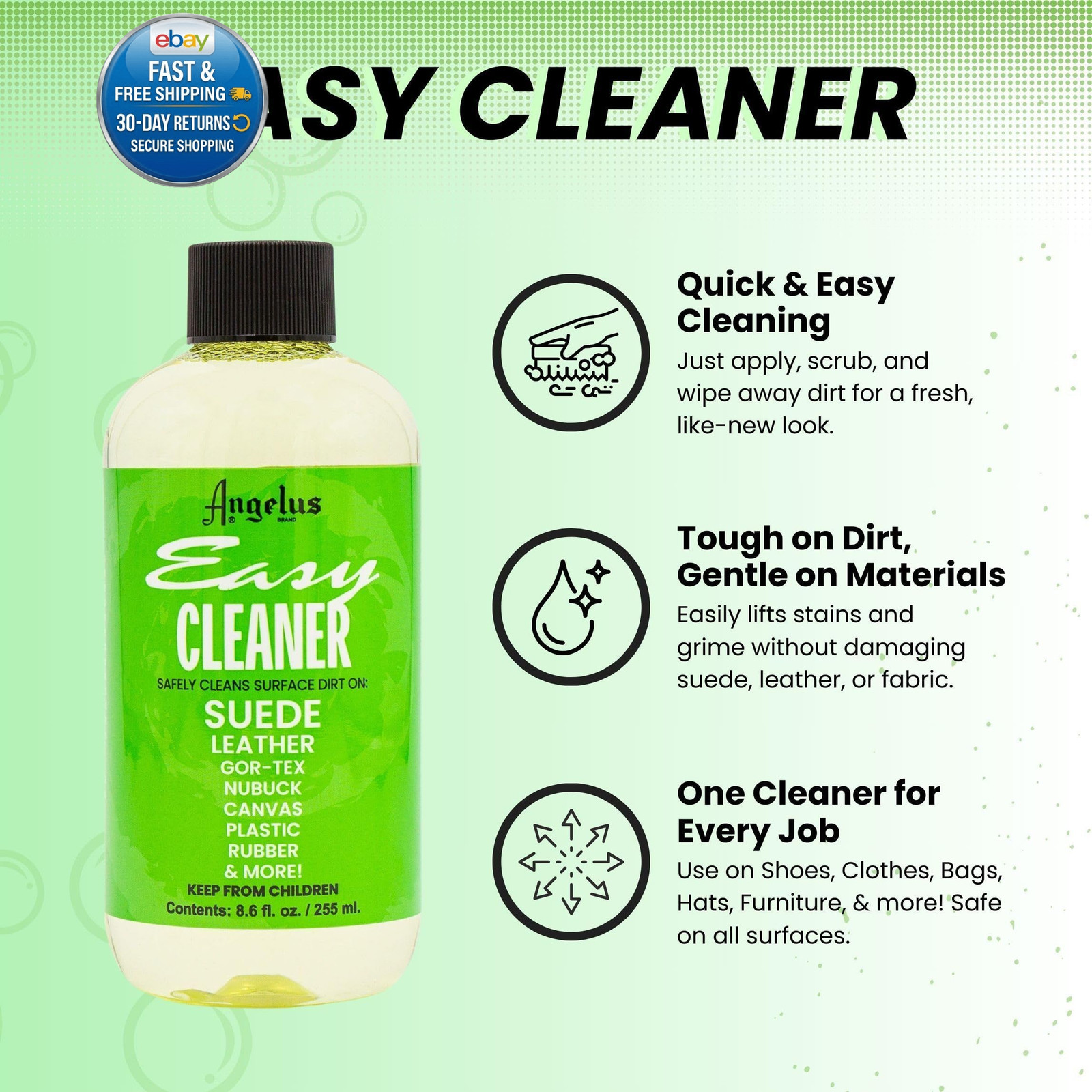 Easy Cleaner, Premium Shoe Safe 8.6 Fl Oz (Pack of 1), Clear