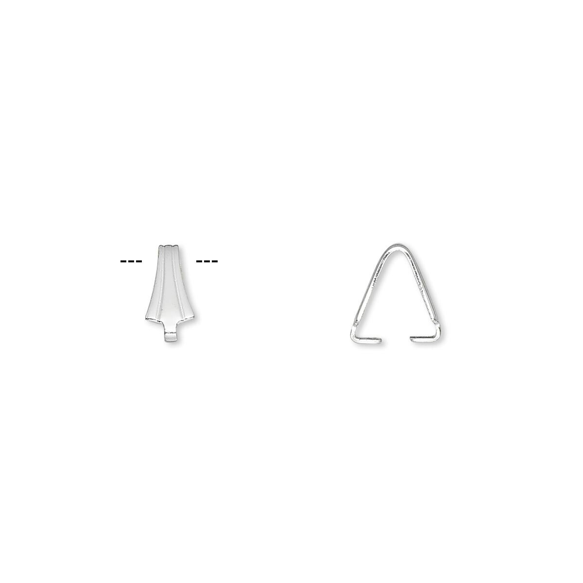 Bail, Ice Pick, 100 Silver Plated Brass 8×3.5mm Pendant Connector Prong 6mm Grip
