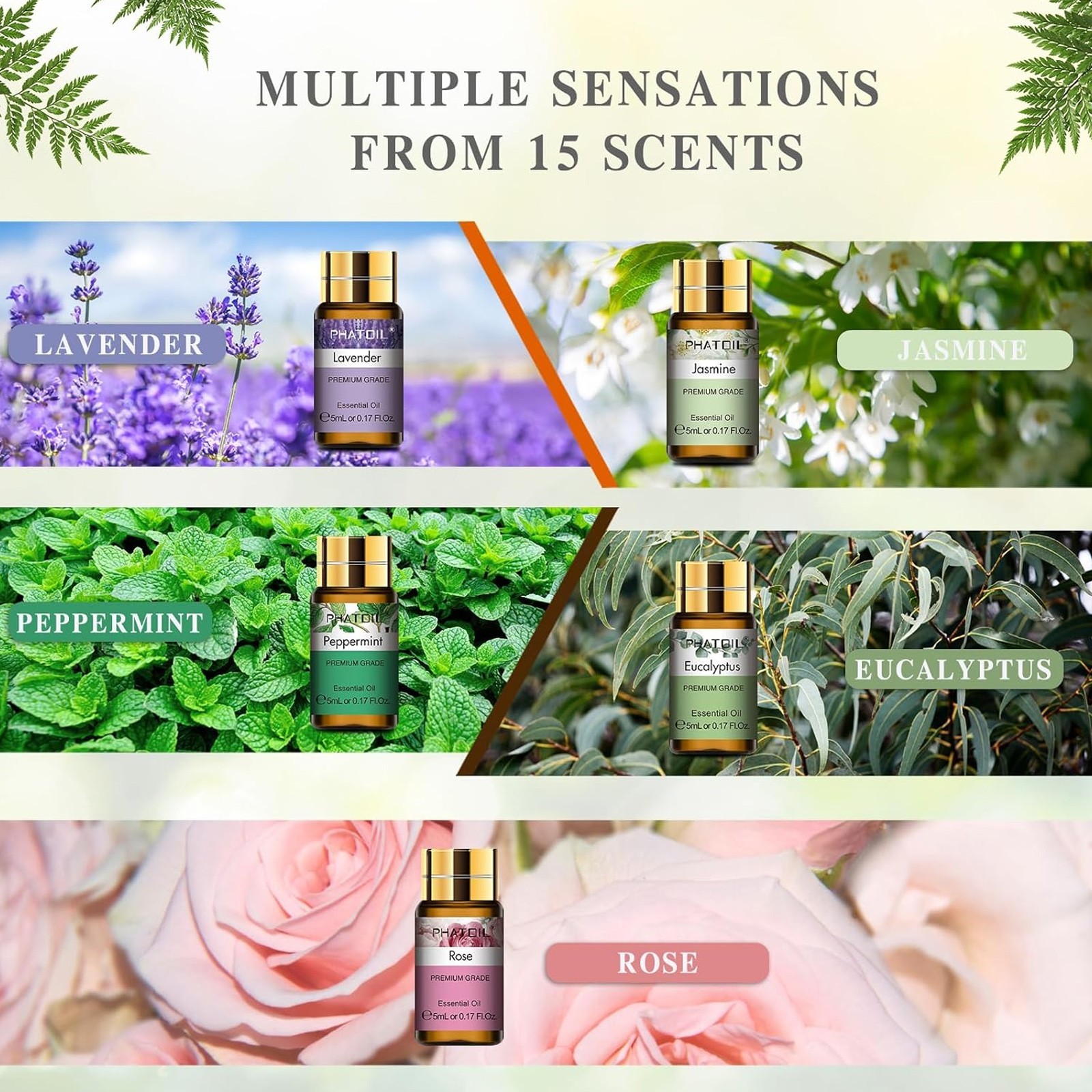 15PCS Essential Oils Gift Set 5ML- Premium Quality Essential Oils for Diffusers
