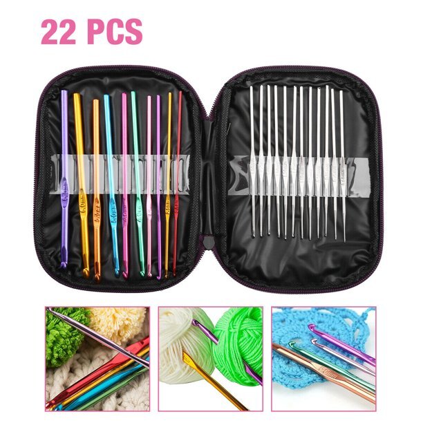22pcs Crochet Hook Set Yarn Knitting Needles Sewing Tools DIY Crochet Craft Tool
