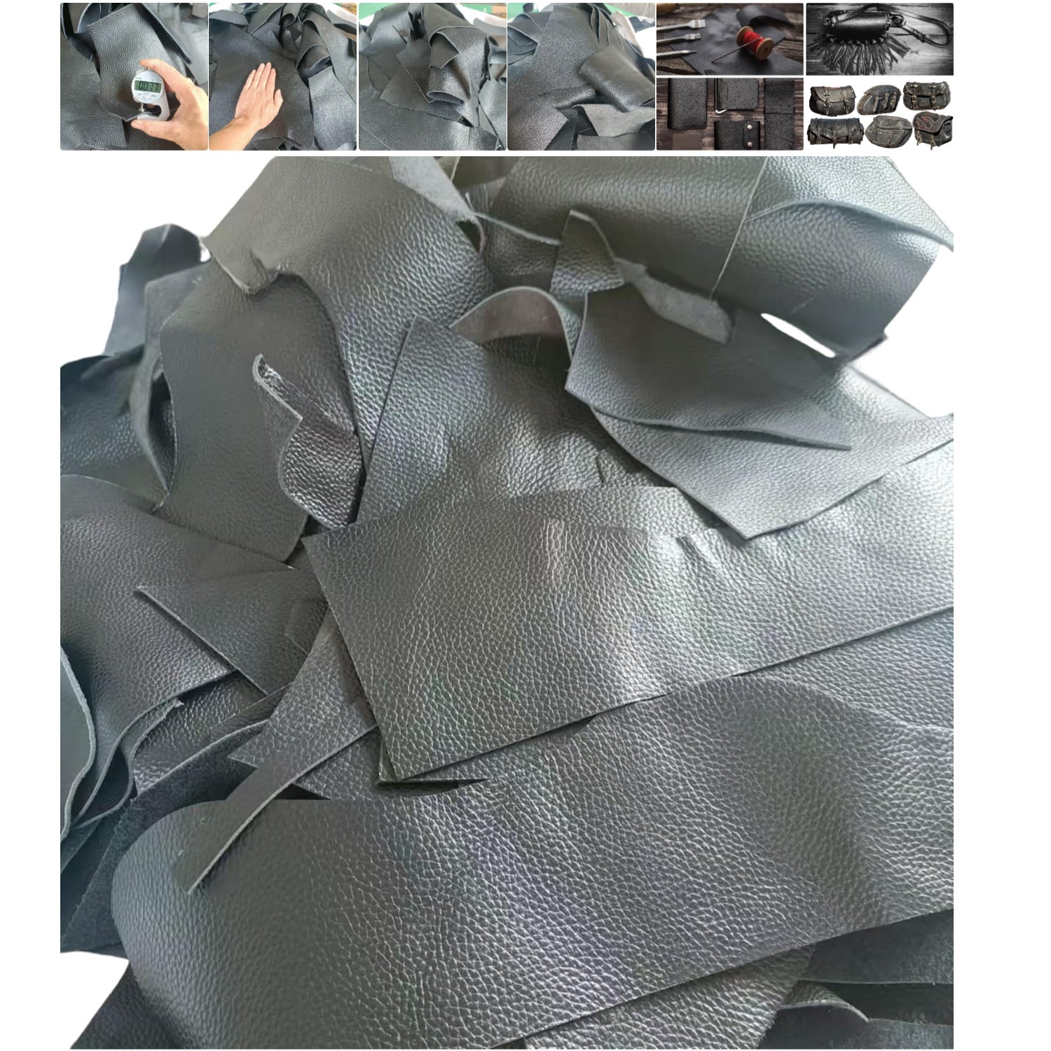 Black Leather Scraps, 1.0-2.0mm 2.5-5 oz Thick, Leather Pieces for Purses, Ke…