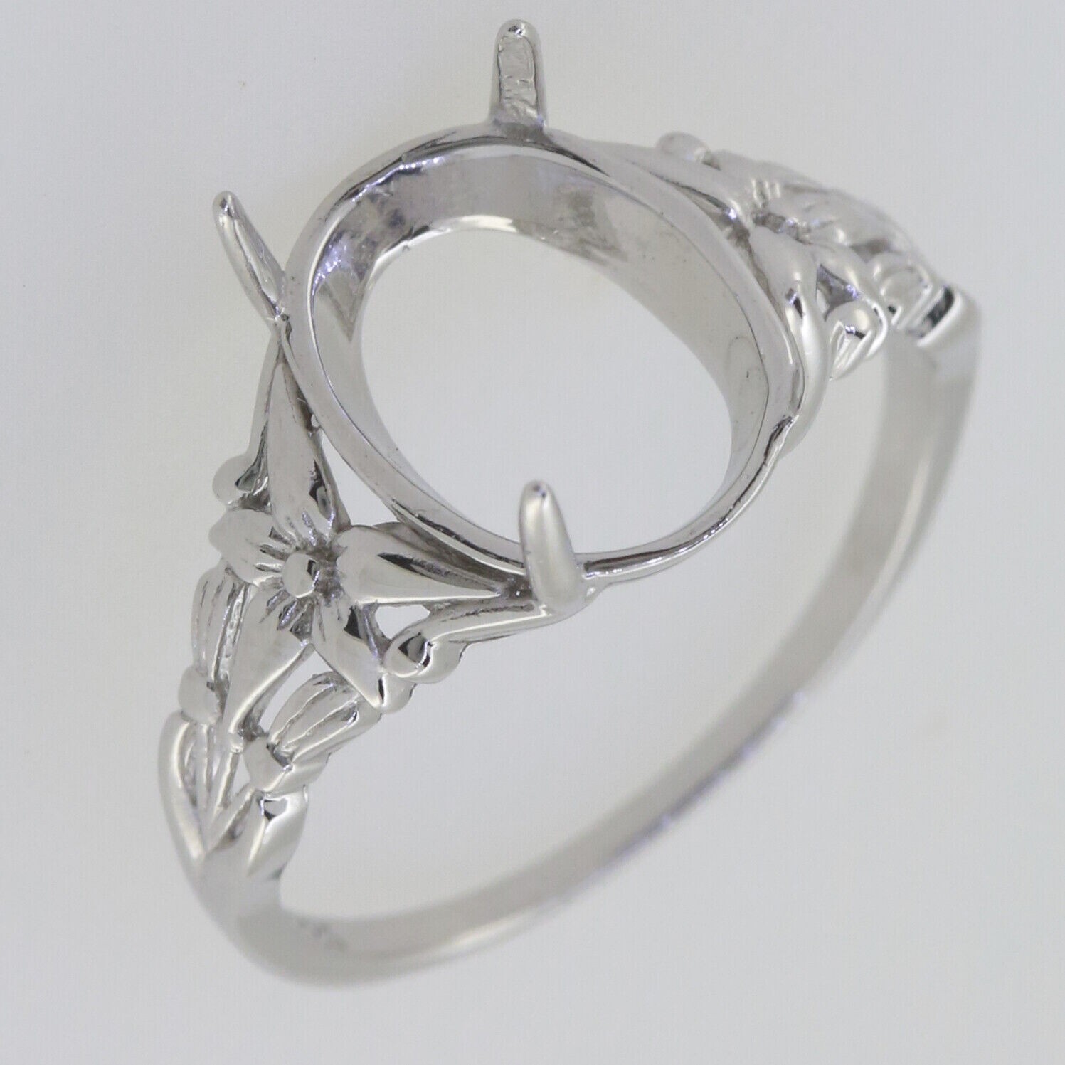 MTO Sterling Silver Semi Mount Ring Setting Cabochon Oval 12x9mm Solitaire Ring