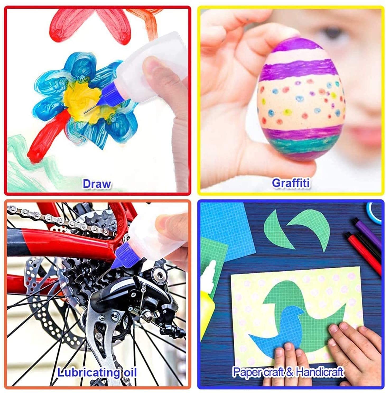 6 Pcs 4 Ounce Needle Tip Glue Bottle 120ml Plastic Dropper Bottles Multicolor Li