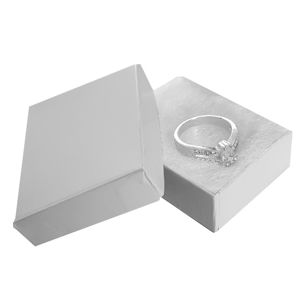 Glossy White Cotton Filled Cardboard Box Jewelry Gift Boxes ~ 100, 200, 500