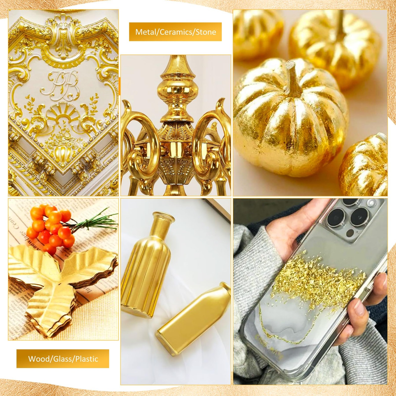 Gold Leaf Gilding Adhesive Kit – 2 x 3.5oz Water-Based Adhesive & Varnish wit…