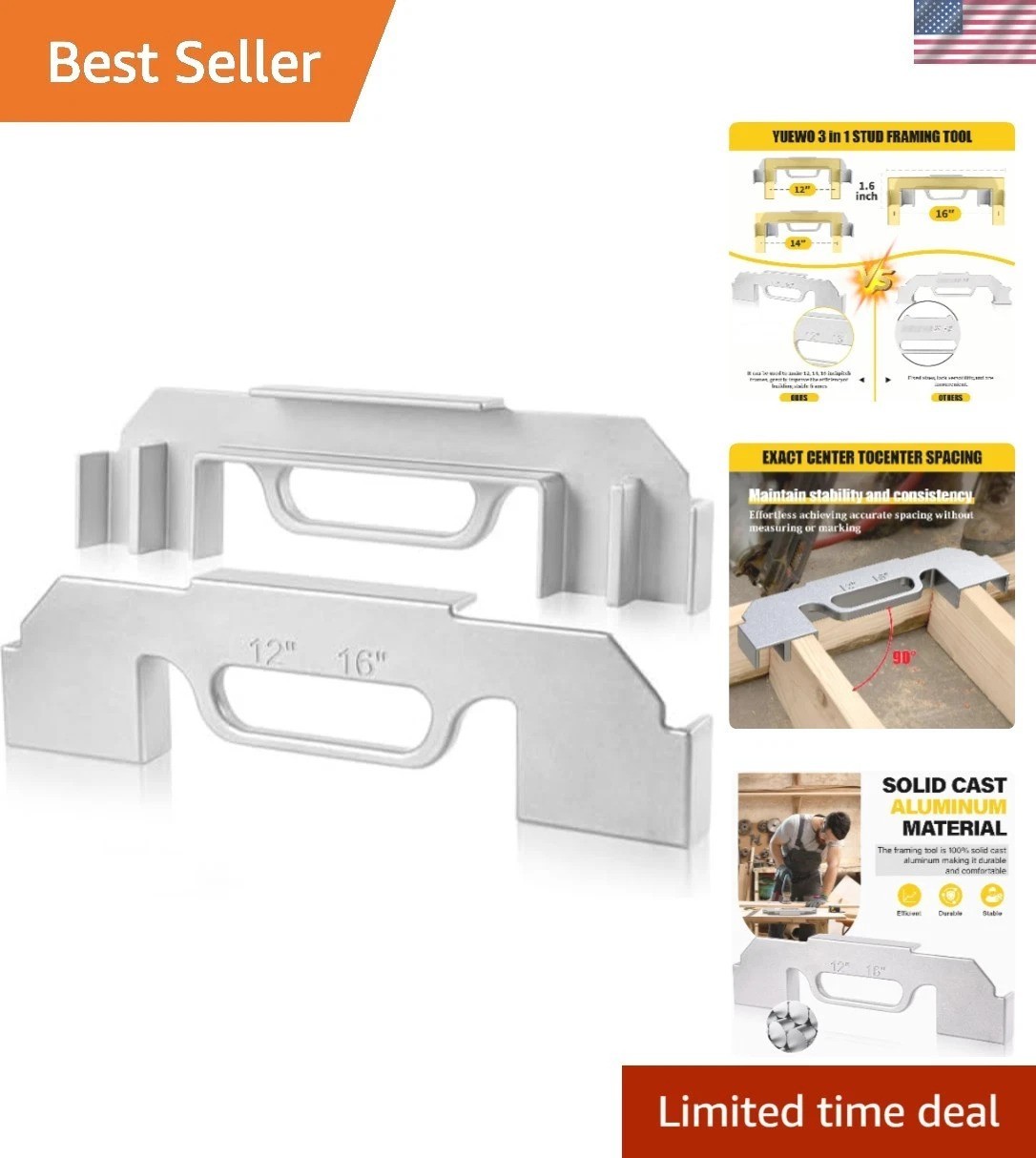 Durable 100% Cast Aluminum Stud Spacing Tool – For DIY & Professionals Alike