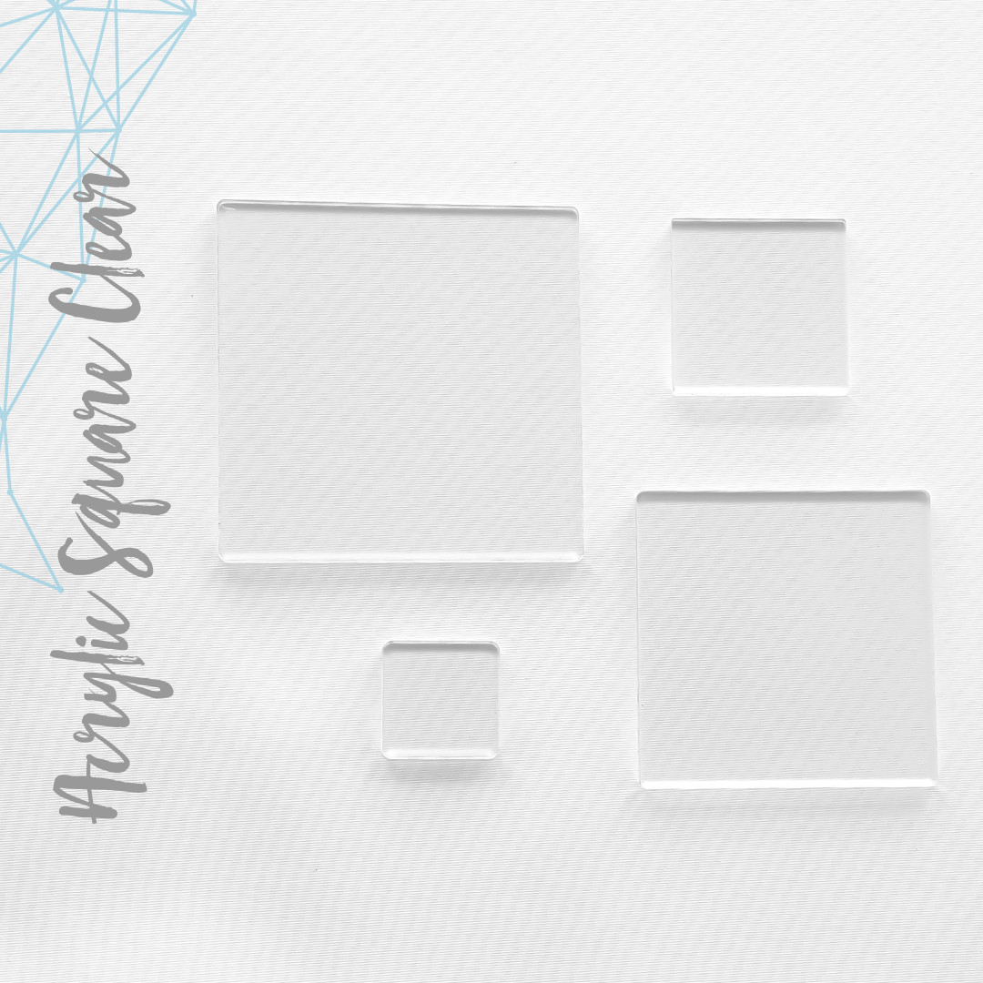 CLEAR ACRYLIC SQUARE BLANK 1/8″ THICK- (PACK 25-50-100) SELECT SIZE