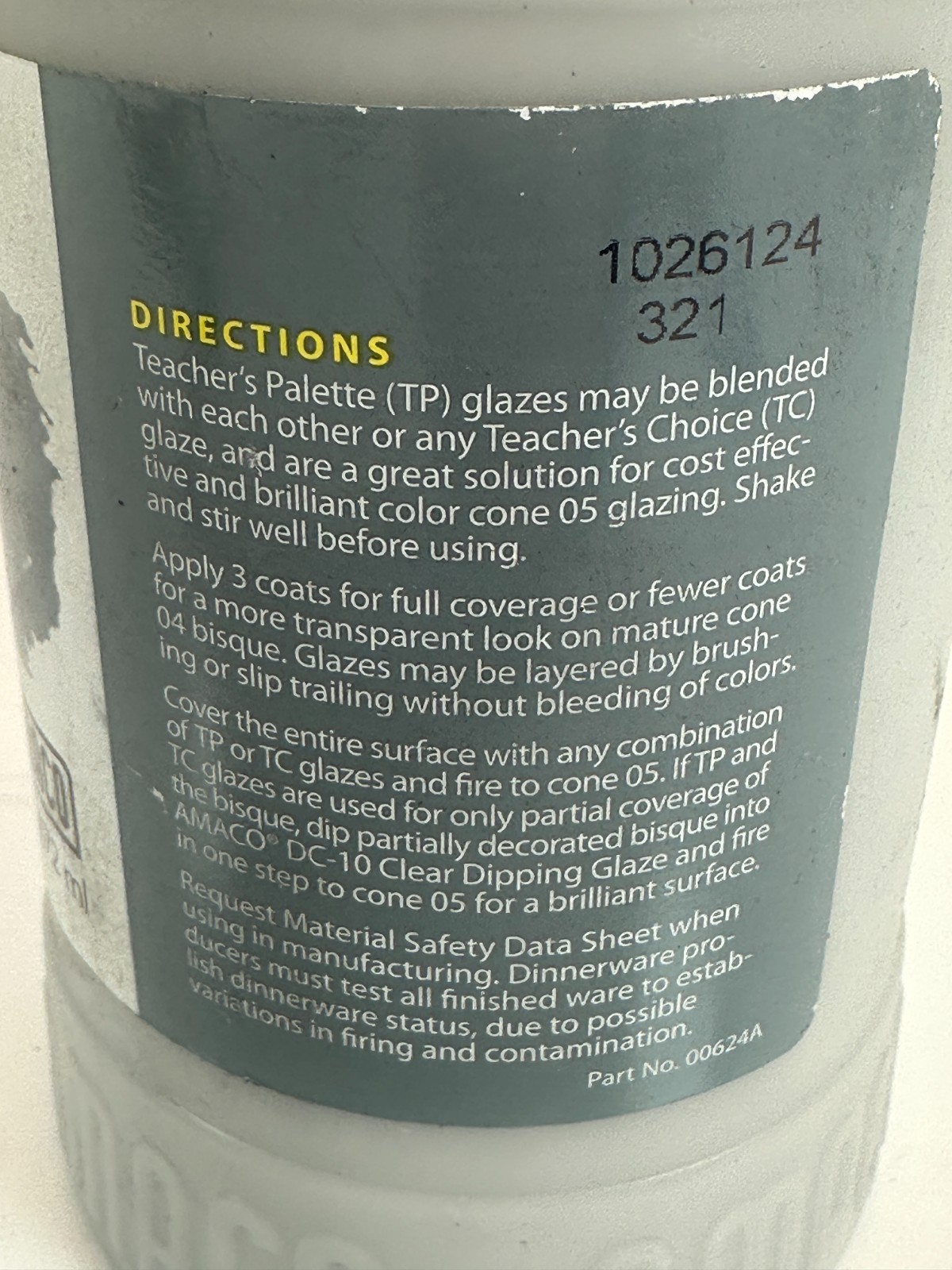 Amaco 36603C Teachers Palette Gloss Glaze – “Maize” 16 fl.oz. Sealed Top