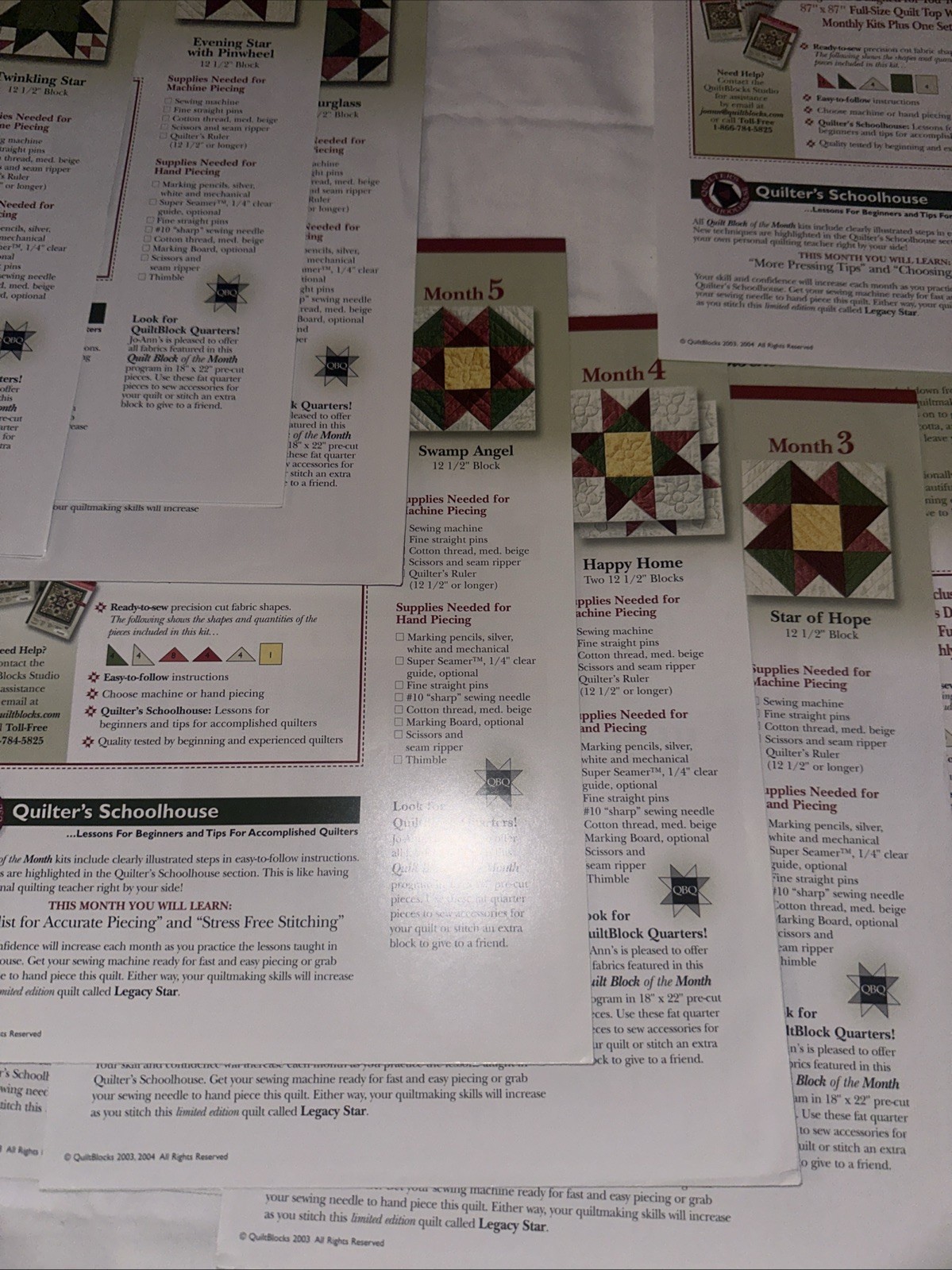 Quilt Block of Month JoAnn” Instruction Books 1-10 Only ( No Fabric )