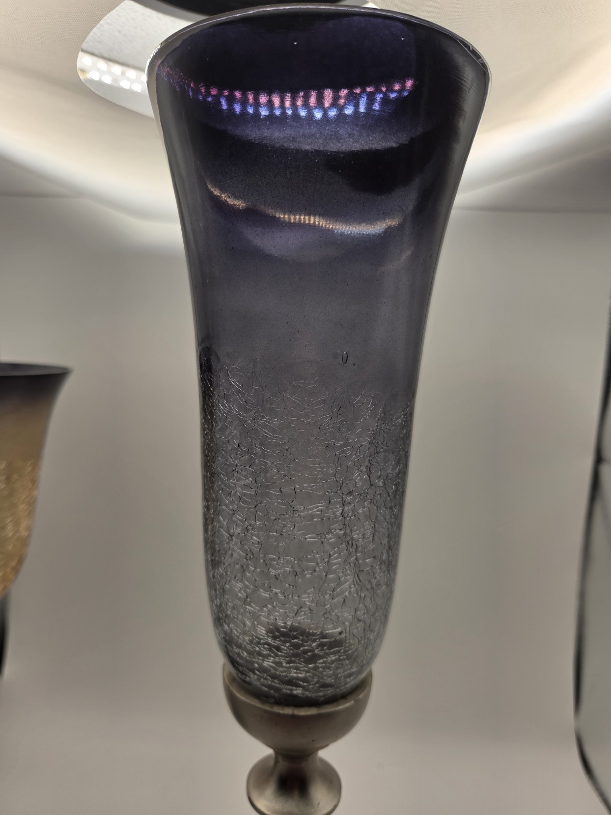 Smoky Amber and Blue Gradient Glass Candle Holder