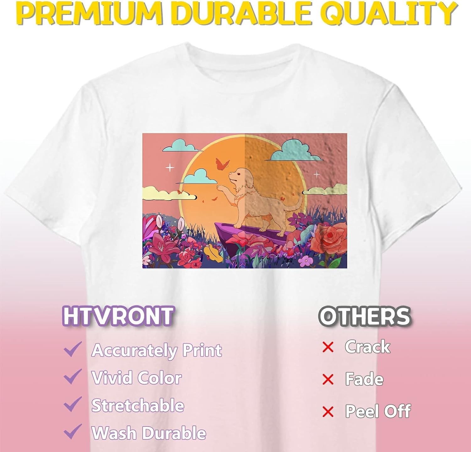 Printable Heat Transfer Vinyl – 20 Pack Heat Transfer Paper for T Shirts 8.5″…
