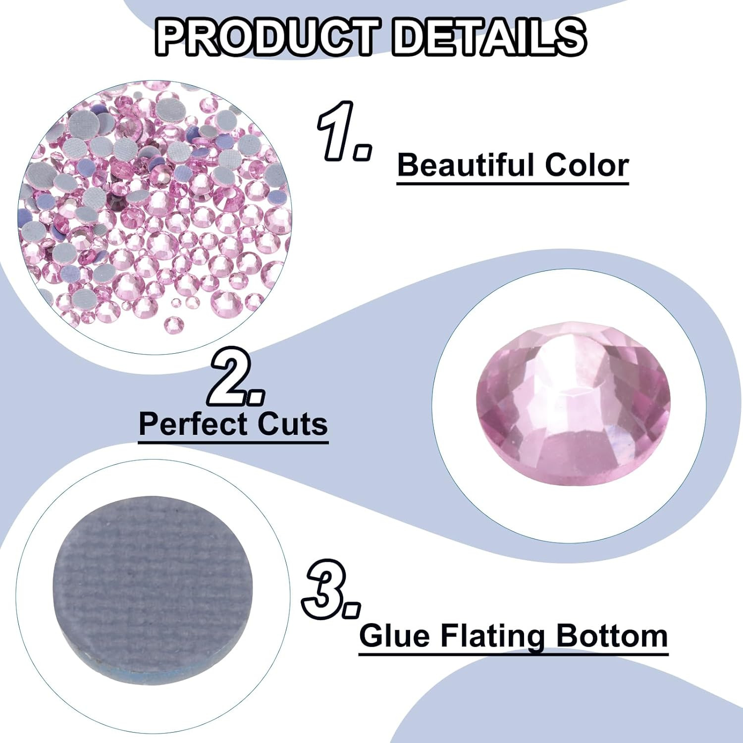1036 Pcs Hotfix Rhinestones Flatback Crystal Glass Gems with Clear Bag Nail Art