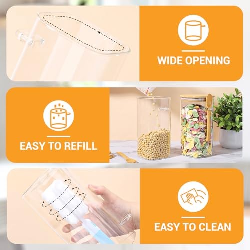 Glass Jars with Bamboo Lids and Spoons – 53 Fl.oz Square Pasta 53 fl.oz 2 Pack