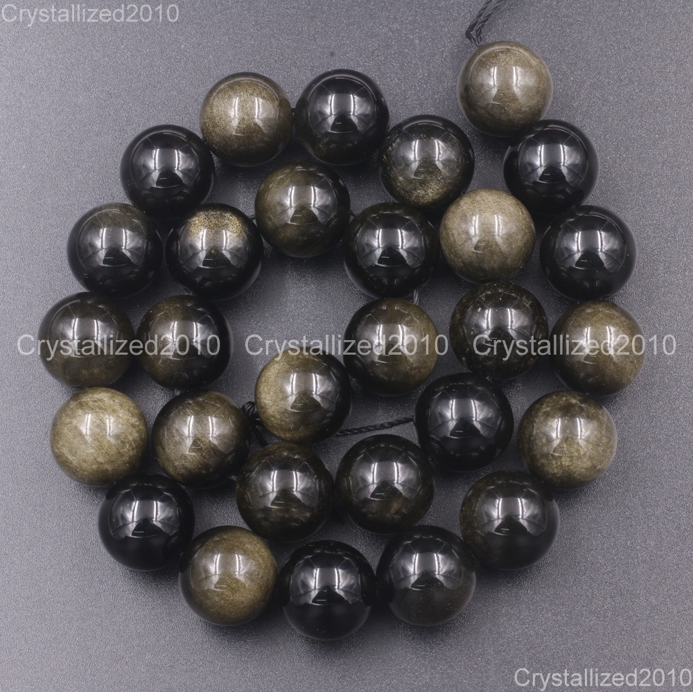 Natural Golden Obsidian Gemstone Round Beads 4mm 6mm 8mm 10mm 12mm 16mm 15.5″