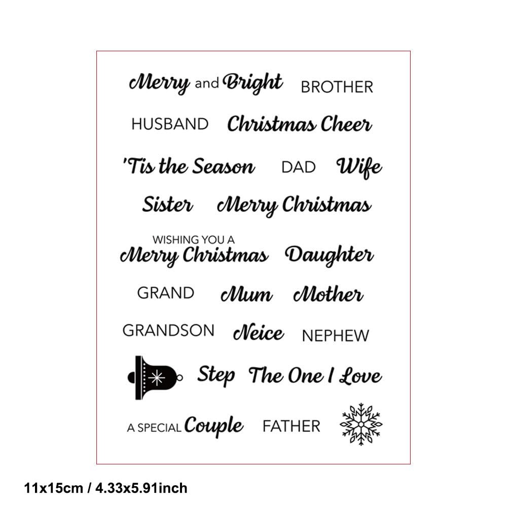5.9×4.3 Inch Holiday Phrases Rubber Clear Stamps Cards Scrapbooking Decor