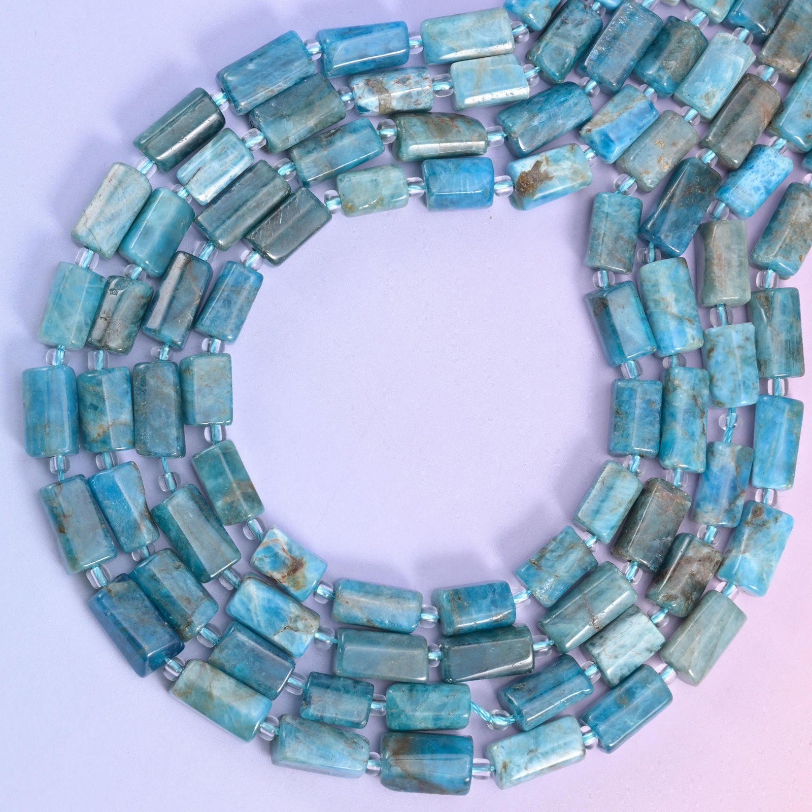 Blue Apatite Faceted Tube Beads Size 12x8mm Jewelry Making 15.5 Inch Strand