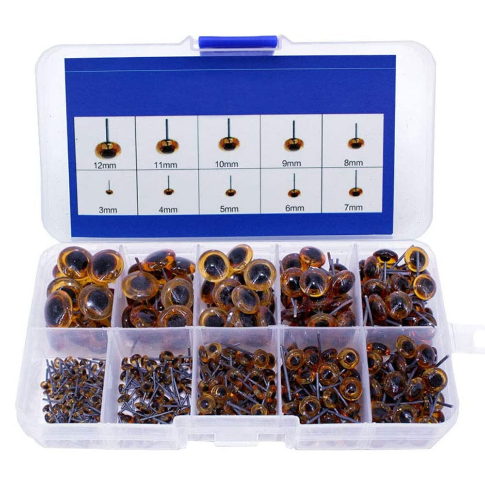 200Pack Amber Glass Eyes Kits For Needle Felting Bears Dolls Decoys Sewing 2-Box