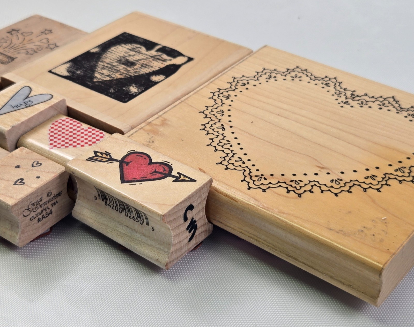 Heart Frame Hearts Arrow Love You – Wood Mount Rubber Stamps STAMP LOT