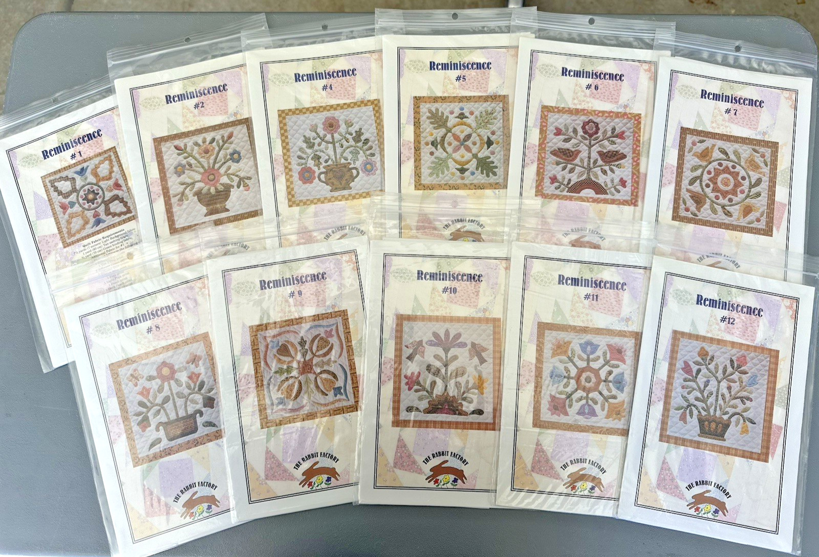 The Rabbit Factory Quilt Pattern Reminiscence Quilt of the Month 1-12 READ