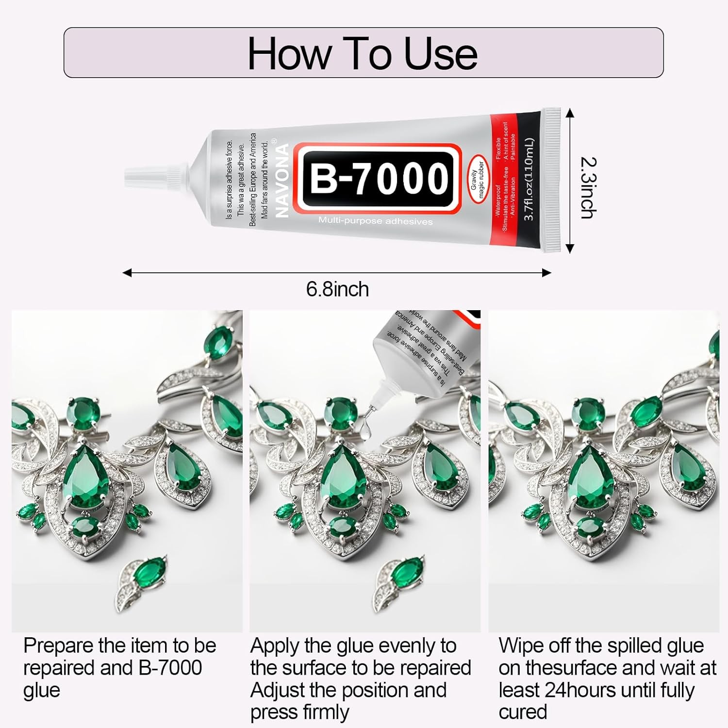 3 PCS B7000 Glue 110ml Set w/ Precision Tip, Tools for Jewelry, Fabric, Crafts