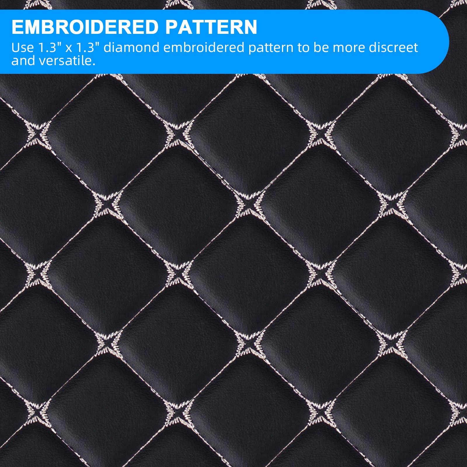 Pebble Grain Quilted Faux Leather 6mm Foam Backed Auto Upholstery 63″ Wide