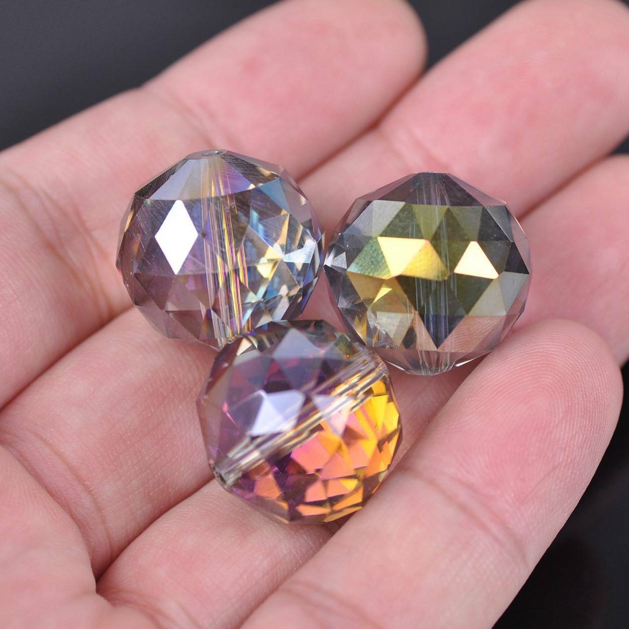 10pcs 20mm Big Round Faceted Crystal Glass Ball Loose Beads for Jewelry Making