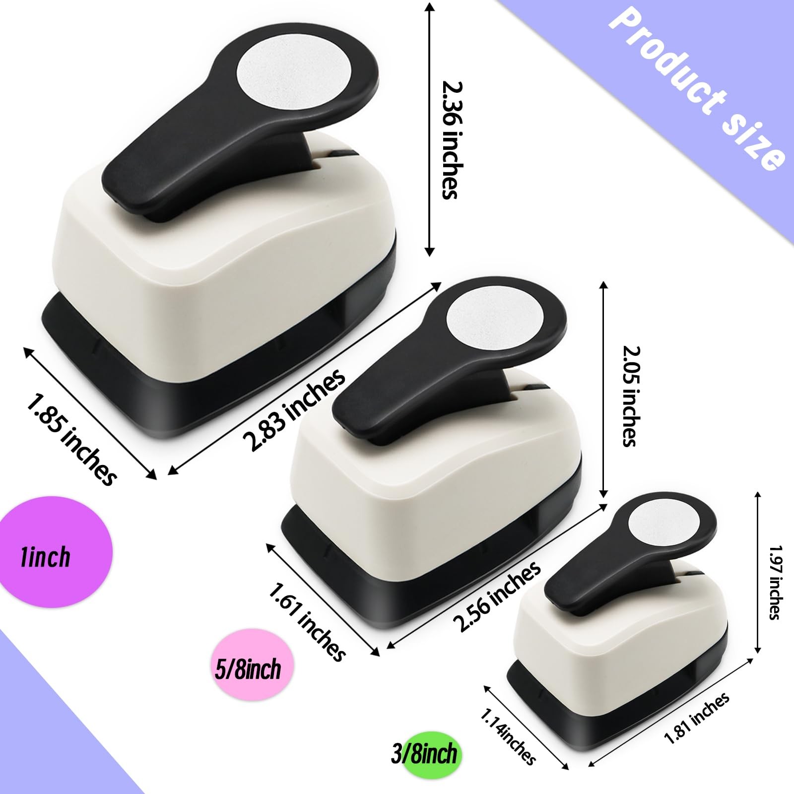 Circle Punch Circle Hole Punch Paper Hole Puncher 3 PCS CirclePunch Set 1 inc