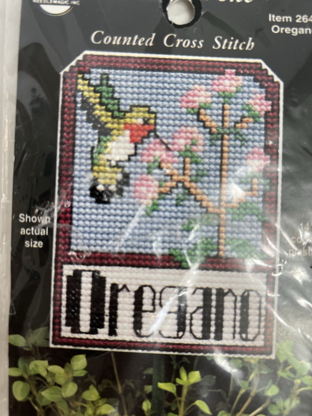 NMI Oregano Plant Humming Bird Item# 2642 Counted Cross Stitch Kit (2.5″ x 3.5″)