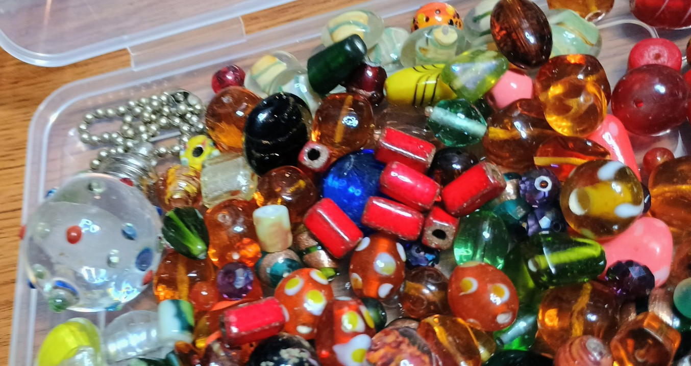 Assorted VTG Glass Beads 200+ Textures Shapes Colors for Crafting in VGC