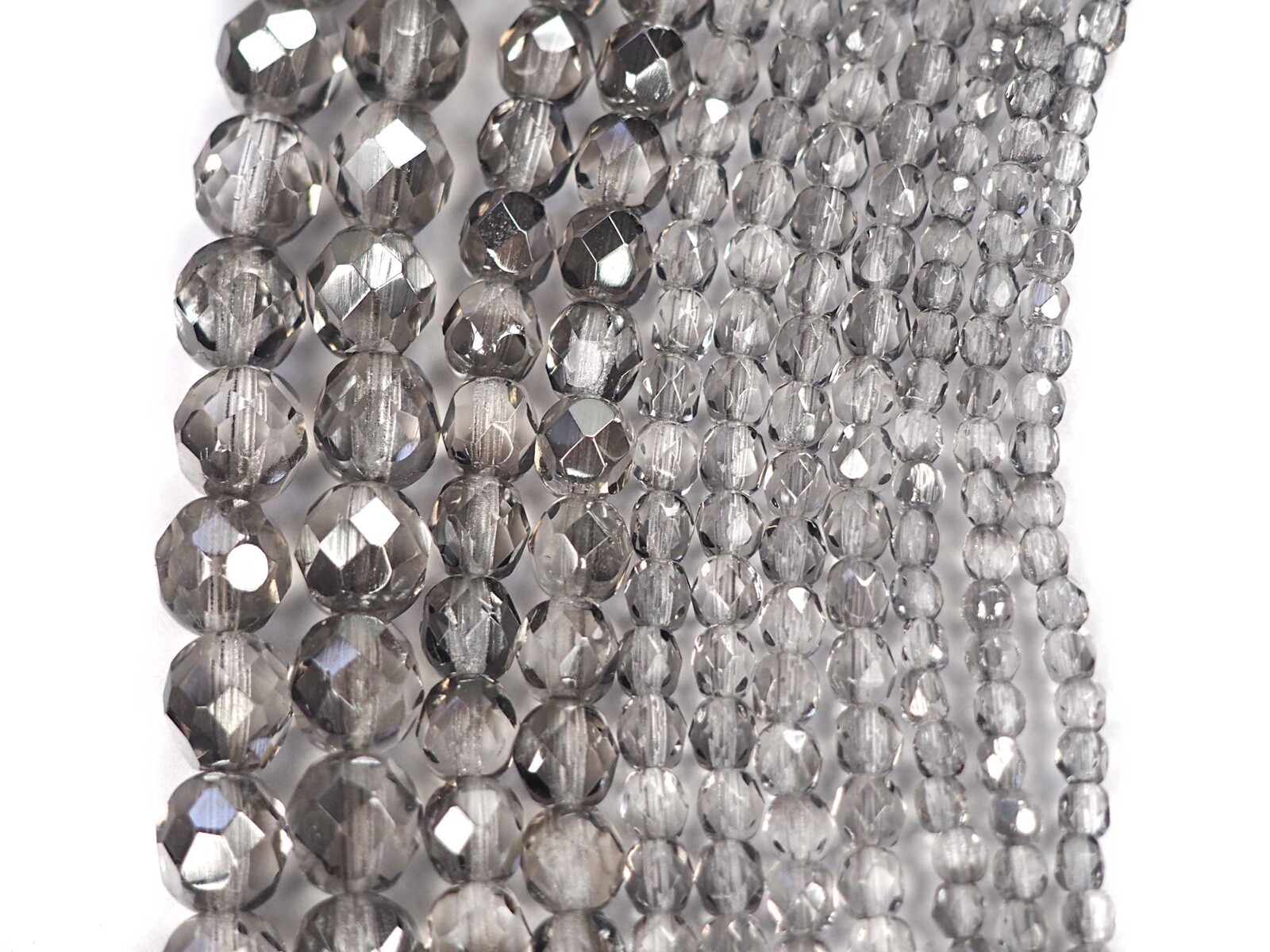 Czech Fire Polished Round Faceted Glass Beads Crystal Velvet Dark, Silver Shade