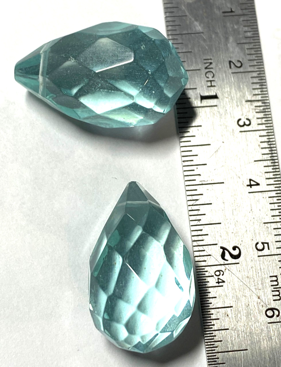 Faceted Briolette Teardrop beads 20mm to 30mm