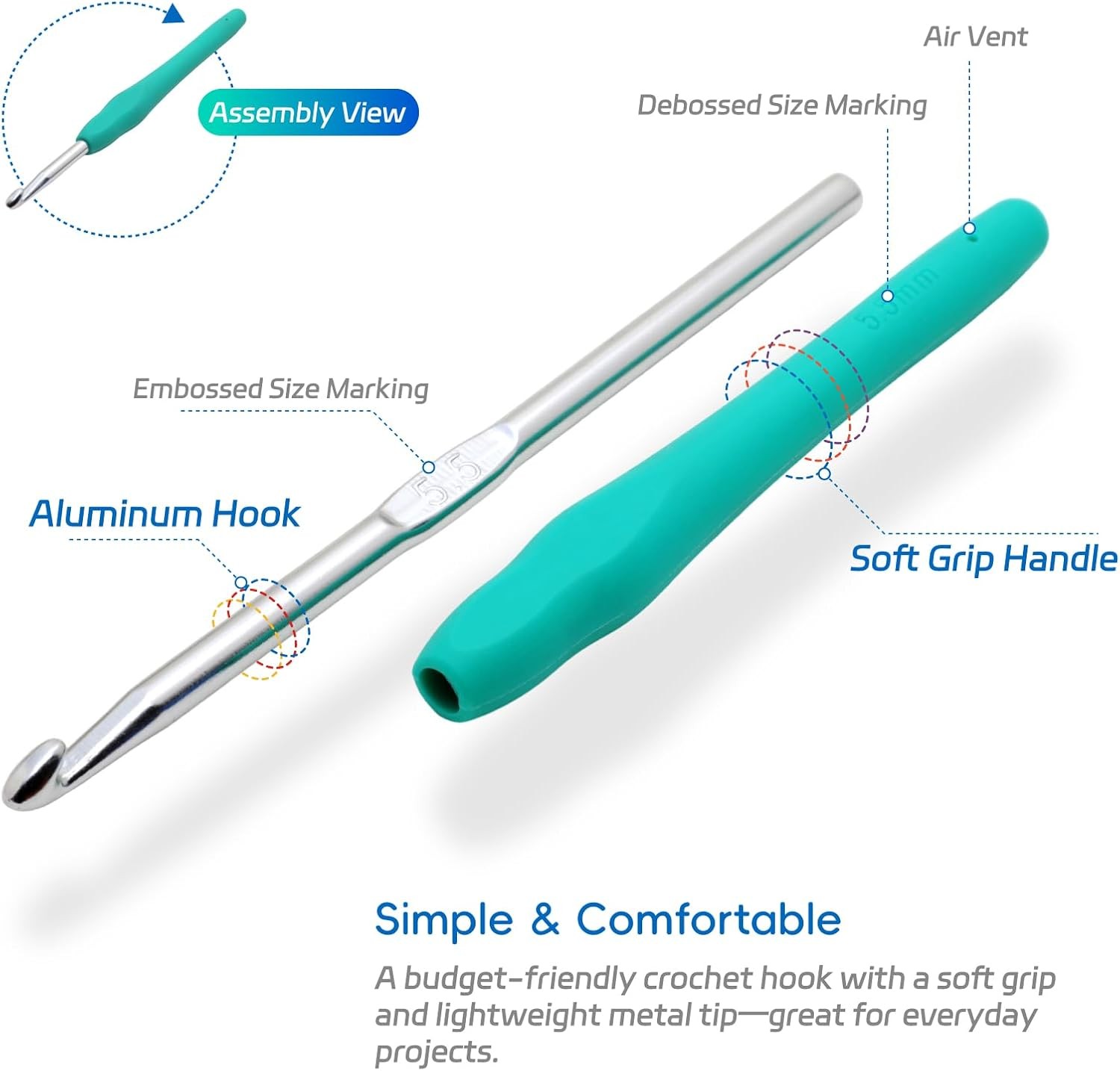 Crochet Hooks Set Clover Amour Steel Pastel 14 Pcs Ergonomic Easy Grip Bright…