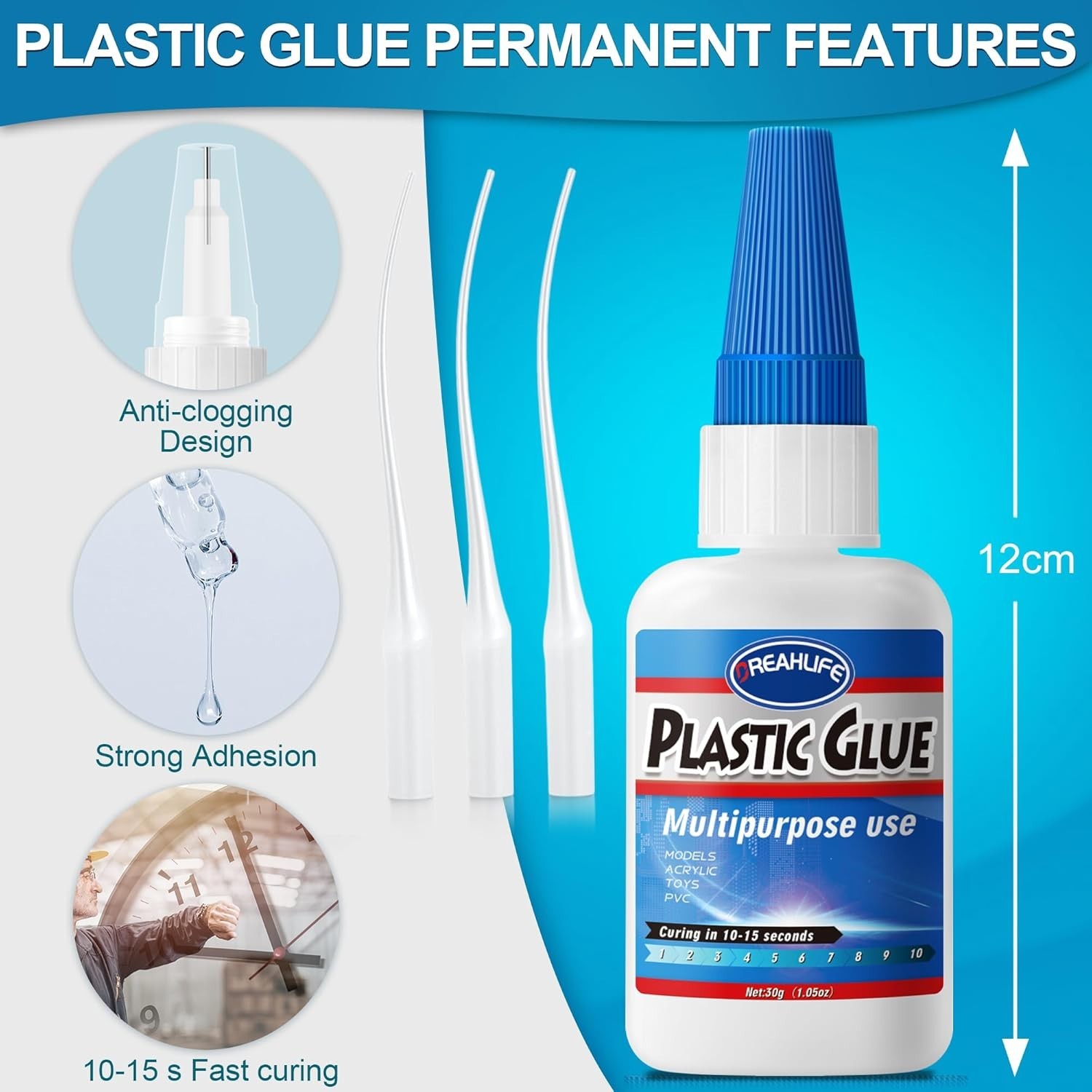 Super Glue for Plastic Repair, 30G Plastic Glue Strong Adhesive, Heavy Duty 👌