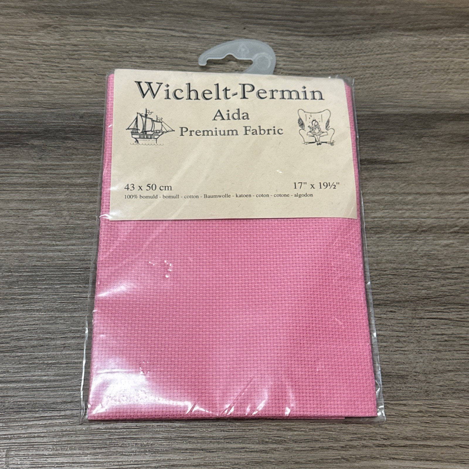 NEW Wichelt-Permin Aida 14 Count Fabric 17″ x 19.5″ Bright Pink COL 272 C 357