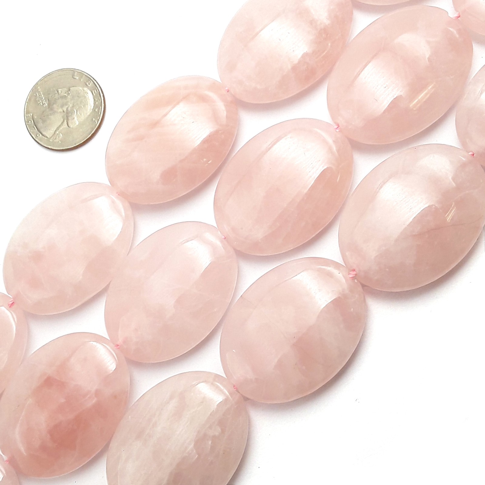 Rose Quartz Smooth Large Oval Beads 30x40mm 15.5″ Strand