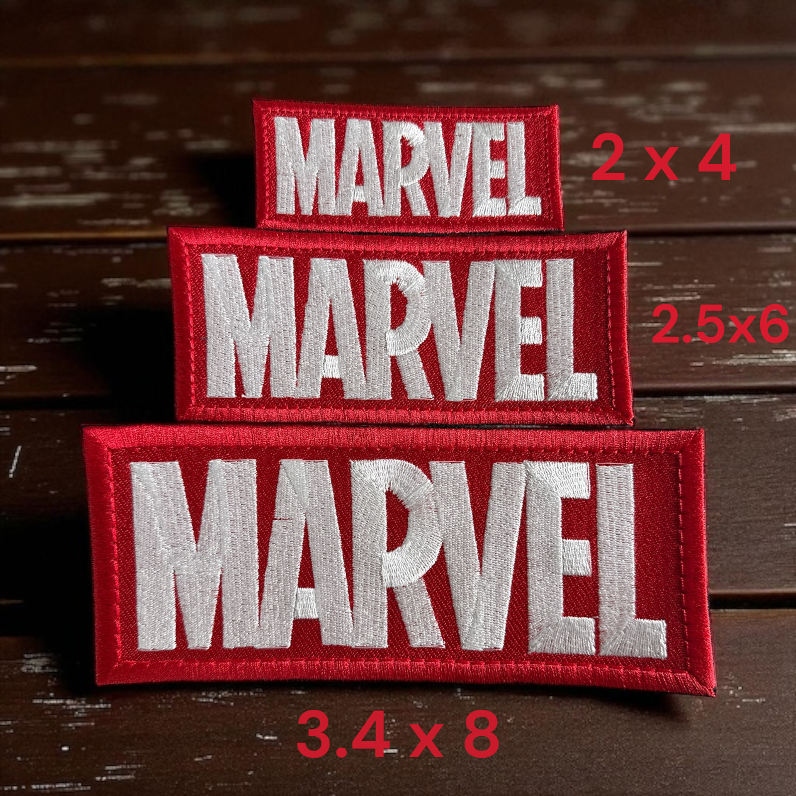 Marvel Logo Embroidery Patch 2″ X 4″ – 2.5″ X 6″ – 3.4″ X 8.00″