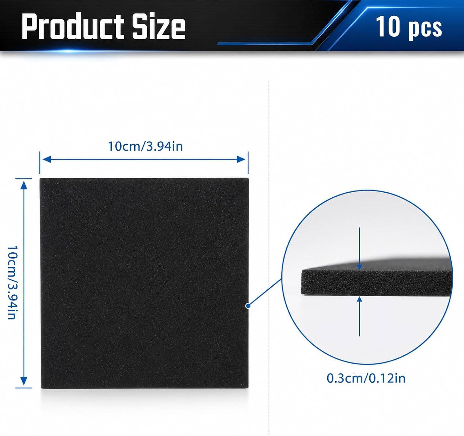 10 Pcs Adhesive Foam Padding, Thin Foam Padding 1/8″ Thick, 4″X4″ Closed Cell
