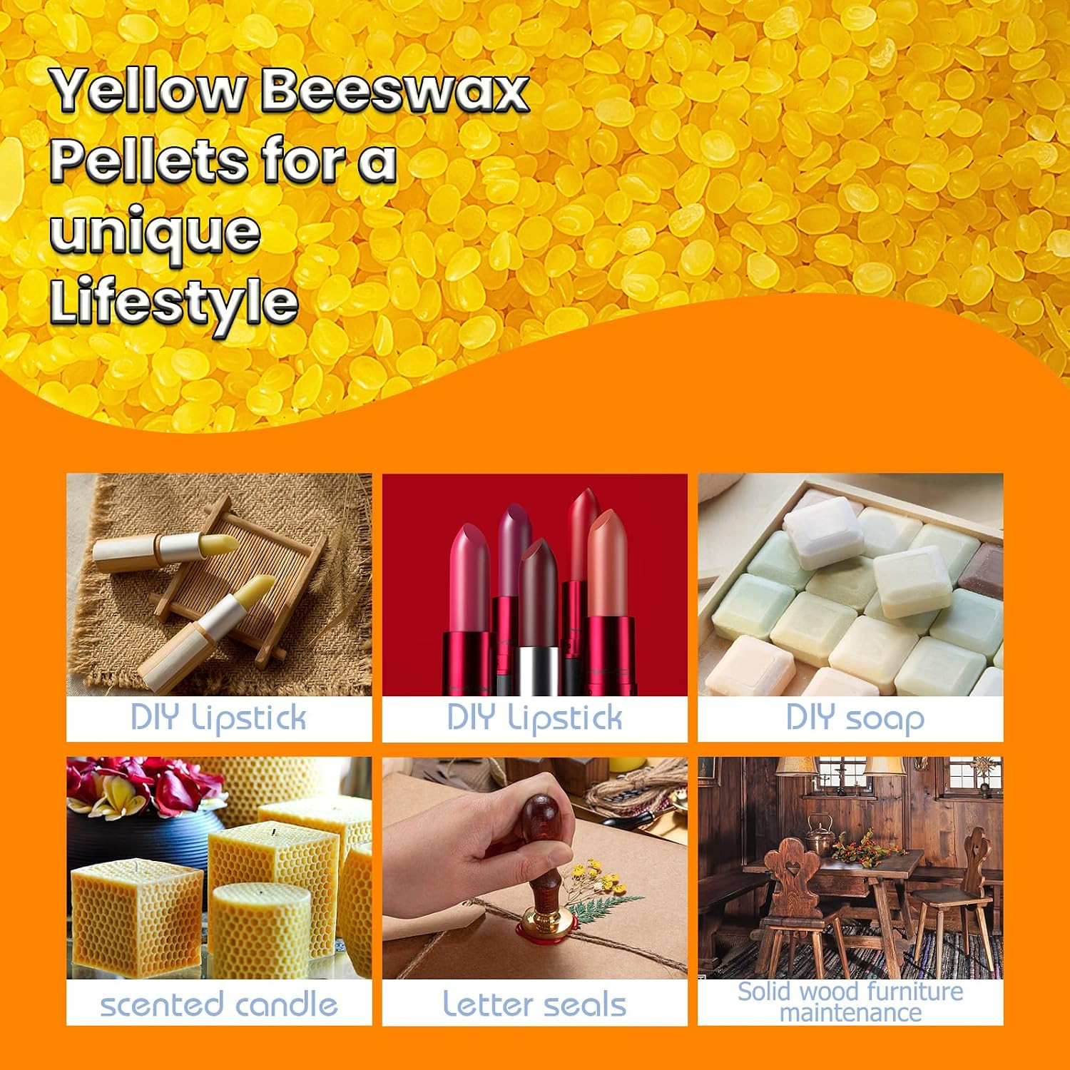 5LB Yellow Beeswax Pellets Food Grade Beeswax Triple Filtered Beeswax