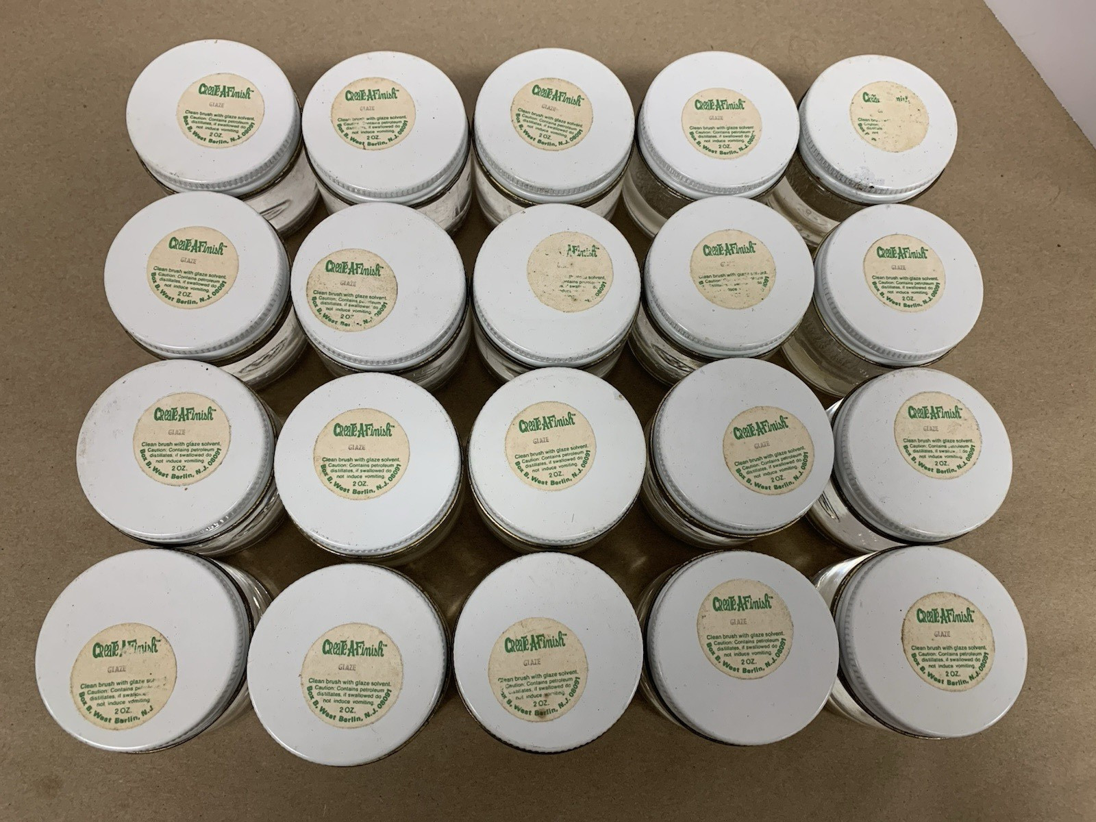 Vintage Create-A-Finish Clear Gloss Glaze Lot of 20 Glass Jars 2oz