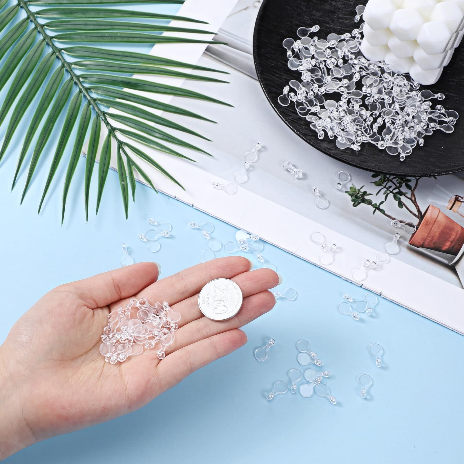 Jxiwfvl 200 PCS Glue on Pendant 16*8*2mm/0.63*0.32*0.79inch, Transparent
