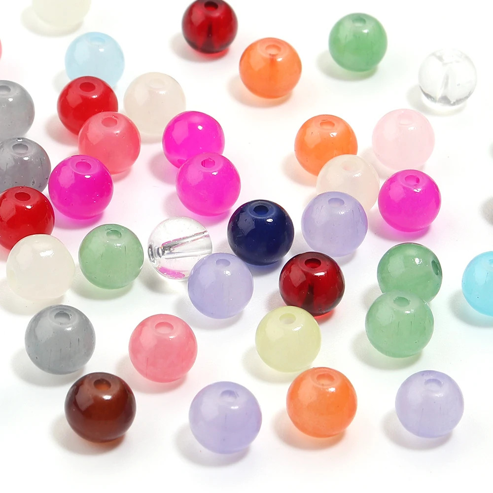 50Pcs/Lot 6Mm Glass round Beads Multicolor Loose Spacer Beads for Jewelry Making