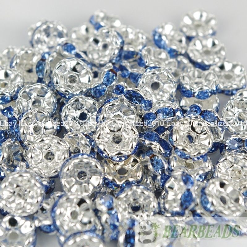 100 Silver Czech Crystal Rhinestone Wavy Rondelle Spacer Beads 4mm 6mm 8mm 10mm