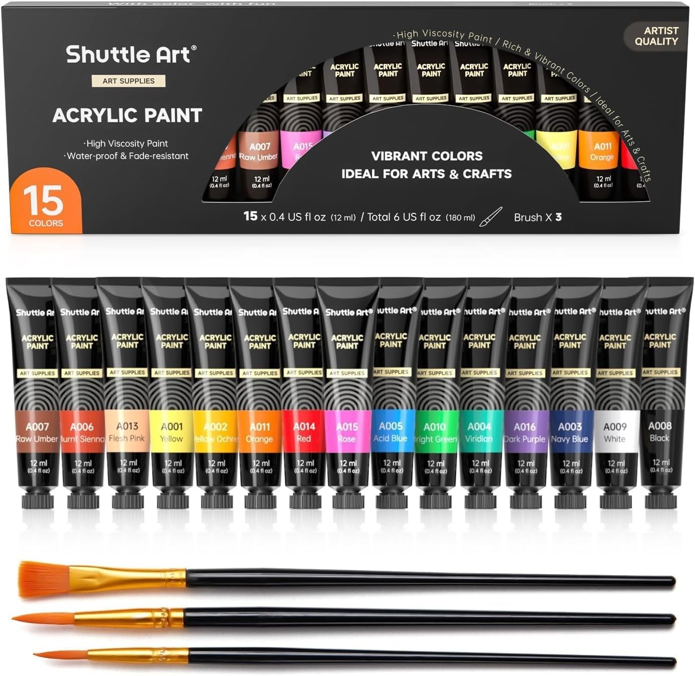 Waterproof & Fade-Proof Acrylic Paint Set – 12ml Tubes, Ideal for Any Surface