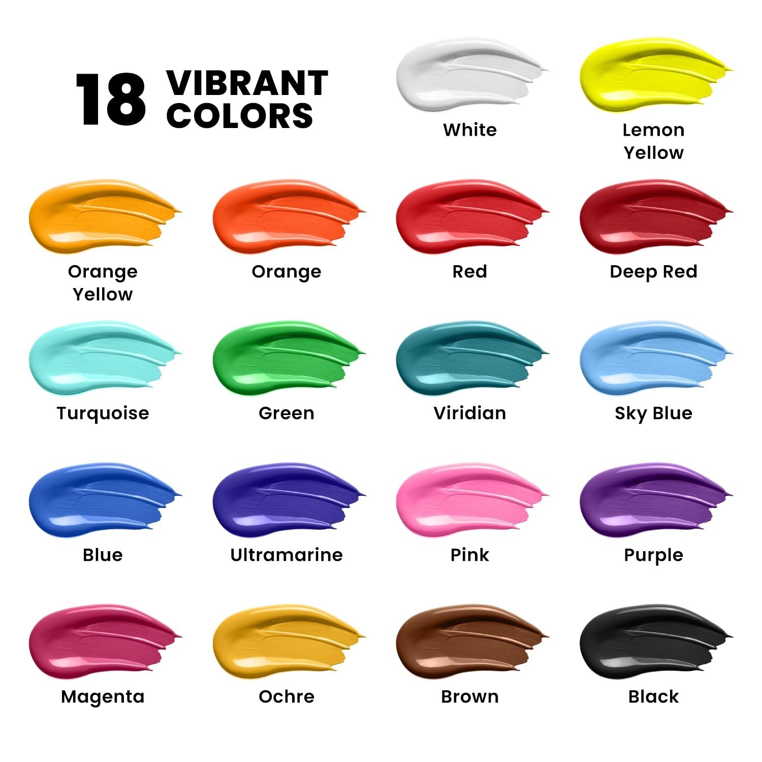 ARTME 18 Colors Acrylic Paint Set, 8.45oz/250 ml Large Bulk Acrylic Paint, Ri…
