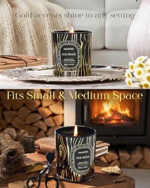 Scented Candle, Natural Soy Candles for Home Scented Non-Toxic, Calm Oud Wood